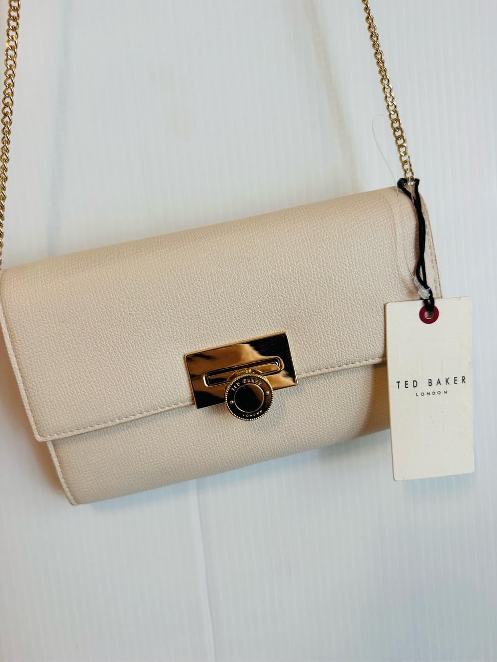 Ted Baker Cream Crossbody with Gold Chain Strap elegant